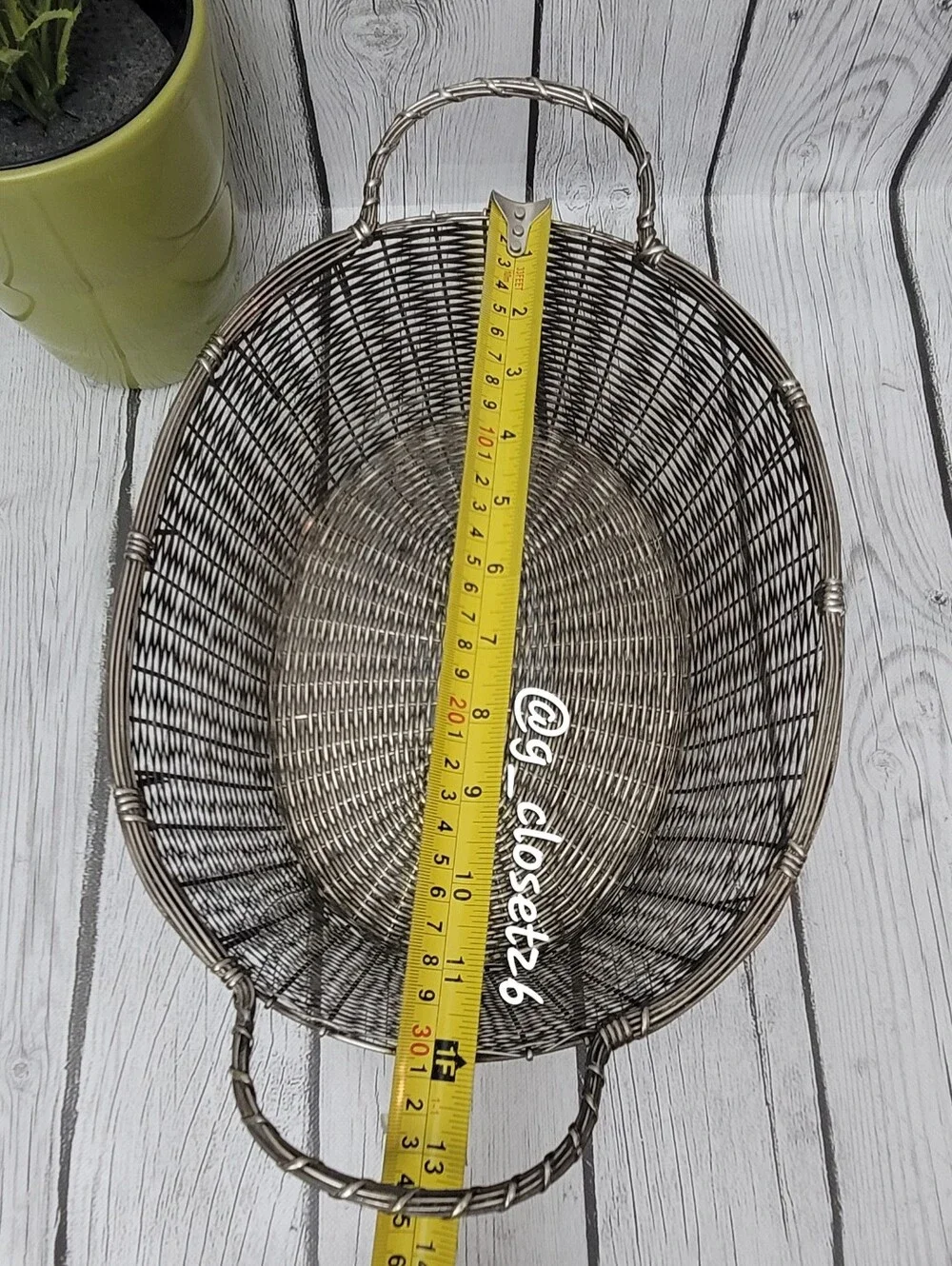 Vintage Woven Metal Serving Basket - Silver